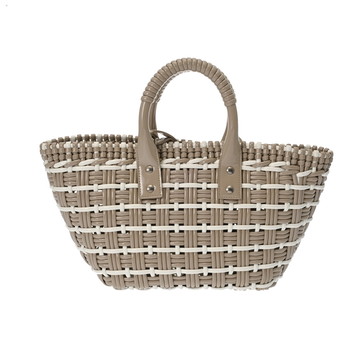 バレンシアガ BISTRO XS グレージュ系/ホワイト 671342 エナメルフェイクカーフ レディース バッグ 【中古】【bag】