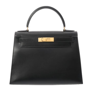 エルメス ケリー 28 外縫い 2WAY ブラック ボックスカーフ レディース バッグ 【中古】【bag】