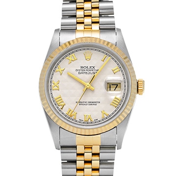 ロレックス デイトジャスト 16233 アイボリーピラミッド メンズ 時計 【中古】【wristwatch】