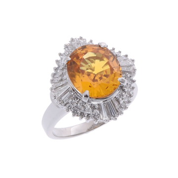 ノーブランド イエローサファイアリング シルバー Pt900プラチナ レディース ジュエリー 【中古】【jewelry】