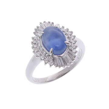 ノーブランド スターサファイアリング シルバー Pt900プラチナ レディース ジュエリー 【中古】【jewelry】