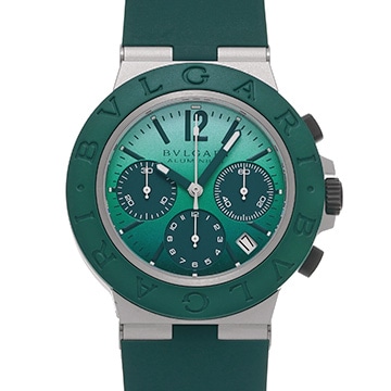 ブルガリ アルミニウム クロノグラフ BB40ATCH グリーン メンズ 時計 【中古】【wristwatch】