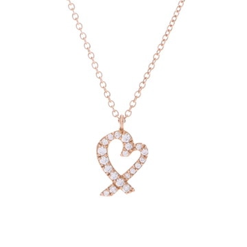 ティファニー ラビングハート ネックレス パヴェ ゴールド K18ピンクゴールド PG レディース ジュエリー 【中古】【jewelry】