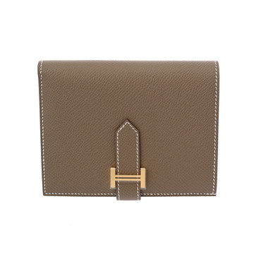 エルメス ベアン コンパクト エトゥープ ヴォーエプソン ユニセックス 財布 【未使用】【purse】