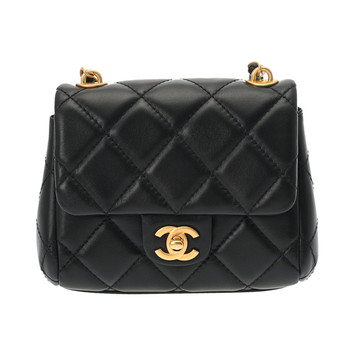 シャネル マトラッセ ミニ フラップバッグ ブラック ラムスキン レディース バッグ 【中古】【bag】