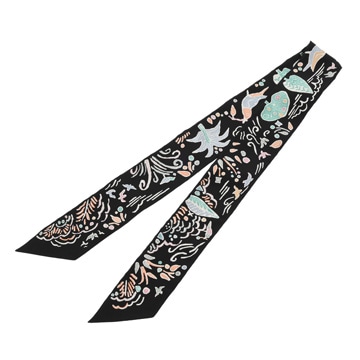 エルメス ツイリー ISORA DI PRIMAVERA ブラック 063755S シルク100％ レディース 【中古】【other】