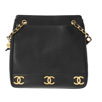 シャネル チェーントート トリプルココ ブラック キャビアスキン レディース バッグ 【中古】【bag】