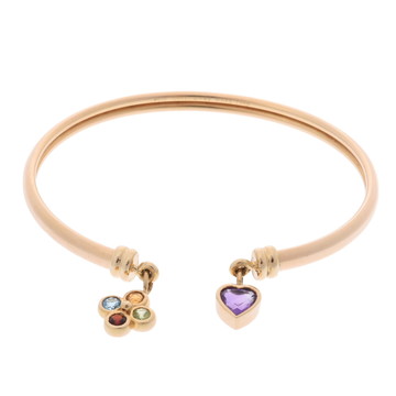 ノーブランド マルチストーン バングル ゴールド K18イエローゴールド YG レディース ジュエリー 【中古】【jewelry】