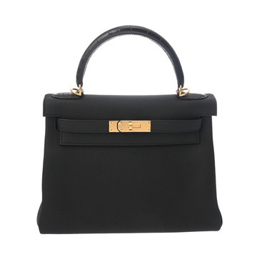 エルメス ケリー 28 内縫い タッチ ブラック トゴ/アリゲーターマット レディース バッグ 【中古】【bag】