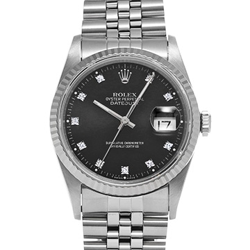 ロレックス デイトジャスト 16234G ブラック/ダイヤモンド メンズ 時計 【中古】【wristwatch】