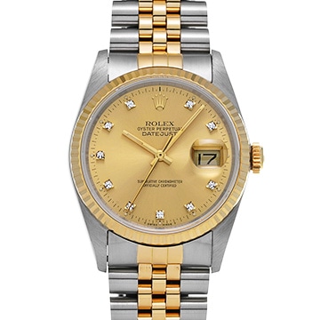 ロレックス デイトジャスト 16233G シャンパン/ダイヤモンド メンズ 時計 【中古】【wristwatch】