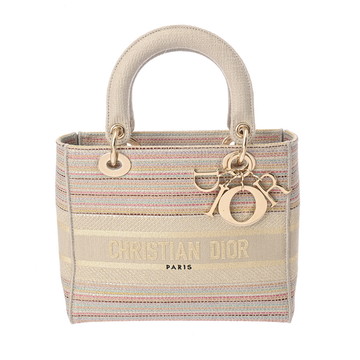ディオール Lady D-Liteバッグ ミディアム マルチカラー M0565ORTN_M918 リネン レディース バッグ 【中古】【bag】