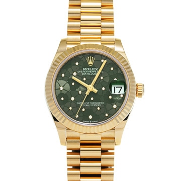ロレックス デイトジャスト 31 278278 オリーブグリーン フローラルモチーフ/ダイヤモンド ユニセックス 時計 【中古】【wristwatch】