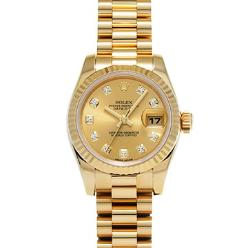 ロレックス デイトジャスト 179178G シャンパン/ダイヤモンド レディース 時計 【中古】【wristwatch】