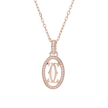 カルティエ ロゴドゥーブルCネックレス パヴェ ゴールド K18ピンクゴールド PG レディース ジュエリー 【中古】【jewelry】