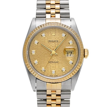 ロレックス デイトジャスト 16233G シャンパンコンピュータ/ダイヤモンド メンズ 時計 【中古】【wristwatch】