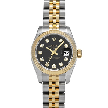 ロレックス デイトジャスト 179173G ブラック/ダイヤモンド レディース 時計 【中古】【wristwatch】