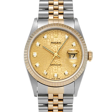 ロレックス デイトジャスト 16233G シャンパンコンピュータ/ダイヤモンド メンズ 時計 【中古】【wristwatch】