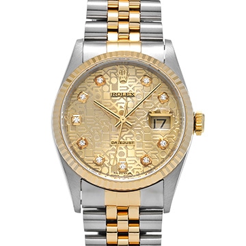 ロレックス デイトジャスト 16233G シャンパンコンピュータ/ダイヤモンド メンズ 時計 【中古】【wristwatch】