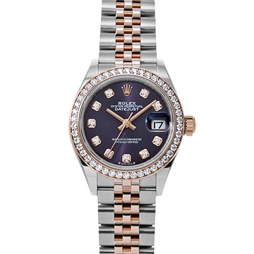 ロレックス レディ デイトジャスト 28 279381RBR オーベルジーヌ/ダイヤモンド レディース 時計 【中古】【wristwatch】