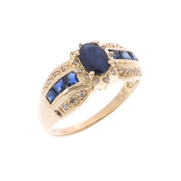 ノーブランド サファイアリング ゴールド K18イエローゴールド YG レディース ジュエリー 【中古】【jewelry】