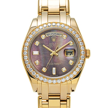 ロレックス デイデイト パールマスター 18948 ブラックシェル/ダイヤモンド メンズ 時計 【中古】【wristwatch】