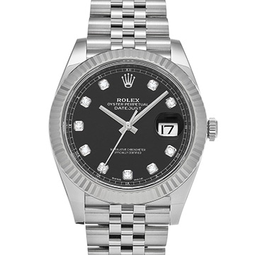 ロレックス デイトジャスト 41 126334G ブライトブラック/ダイヤモンド メンズ 時計 【中古】【wristwatch】