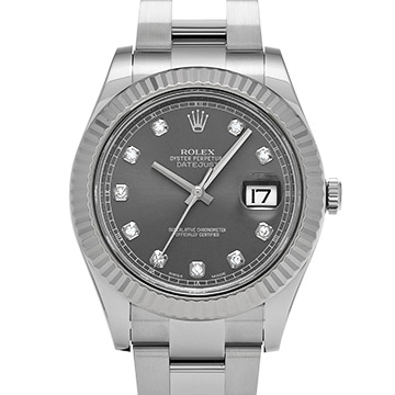 ロレックス デイトジャストII 116334G スレートグレー/ダイヤモンド メンズ 時計 【中古】【wristwatch】