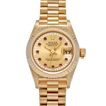 ロレックス デイトジャスト 69178LR シャンパン/ミリヤードダイヤモンド/ルビー レディース 時計 【中古】【wristwatch】