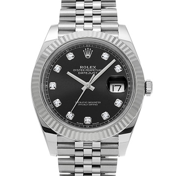 ロレックス デイトジャスト 41 126334G ブライトブラック/ダイヤモンド メンズ 時計 【中古】【wristwatch】