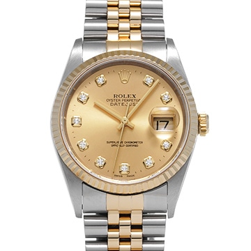 ロレックス デイトジャスト 16233G シャンパン/ダイヤモンド メンズ 時計 【中古】【wristwatch】