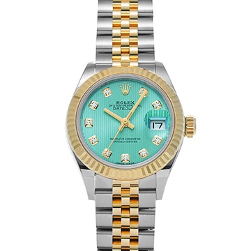 ロレックス レディ デイトジャスト 28 279173G ミントグリーンタペストリー/ダイヤモンド レディース 時計 【中古】【wristwatch】