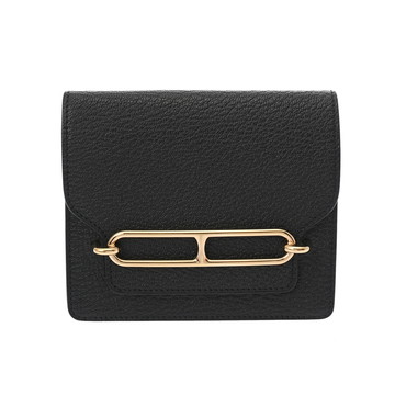 エルメス ルリ スリム ウォレット ブラック シェーブル ユニセックス 財布 【中古】【purse】