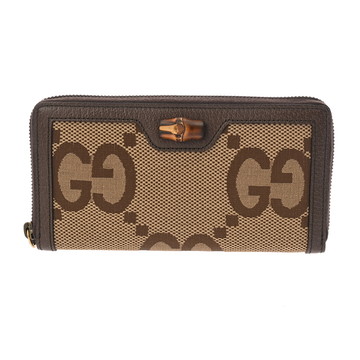 グッチ コンチネンタルウォレット ダイアナ キャメル/エボニー/ブラウン 658634 ジャンボGGキャンバス/レザー ユニセックス 財布 【未使用】【purse】