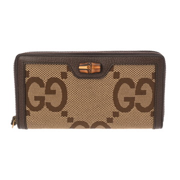 グッチ コンチネンタルウォレット ダイアナ キャメル/エボニー/ブラウン 658634 ジャンボGGキャンバス/レザー ユニセックス 財布 【未使用】【purse】