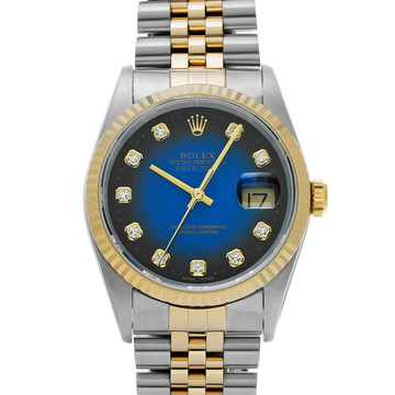 ロレックス デイトジャスト 16233G ブルー・グラデーション/ダイヤモンド メンズ 時計 【中古】【wristwatch】