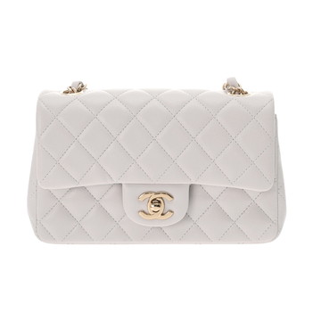 シャネル マトラッセ ミニ クラシック ハンドバッグ 20cm ライトグレー A69900 ラムスキン レディース バッグ 【中古】【bag】