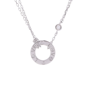 カルティエ ラブサークル ネックレス 2PD シルバー K18ホワイトゴールド WG レディース ジュエリー 【中古】【jewelry】