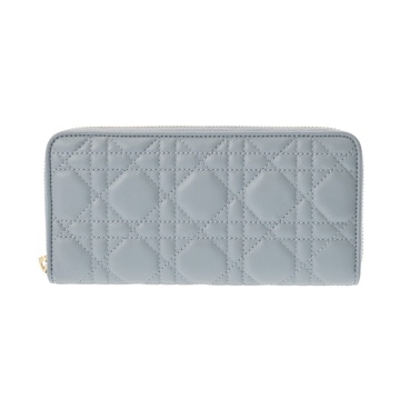 ディオール カナージュ Lady Dior Voyageur ウォレット クラウドブルー S00070NMJ_M81B ラムスキン レディース 財布 【中古】【purse】