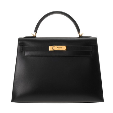 エルメス ケリー 32 外縫い 2WAY ブラック ボックスカーフ レディース バッグ 【中古】【bag】