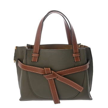 ロエベ ゲート トップハンドルバッグ ミニ カーキ/ブラウン カーフレザー レディース バッグ 【中古】【bag】