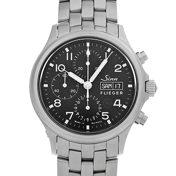 ジン フリーガー 358.SA.FLIEGER LEATHER ブラック メンズ 時計 【中古】【wristwatch】