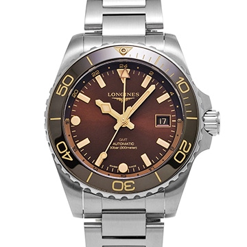 ロンジン ハイドロコンクエスト GMT L3.790.4.66.6 サンレイブラウン メンズ 時計 【中古】【wristwatch】
