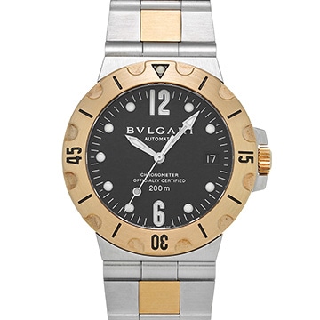 ブルガリ ディアゴノ スクーバ SD38SG ブラック メンズ 時計 【中古】【wristwatch】