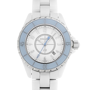 シャネル J12 ソフトブルー H4340 ホワイト レディース 時計 【中古】【wristwatch】