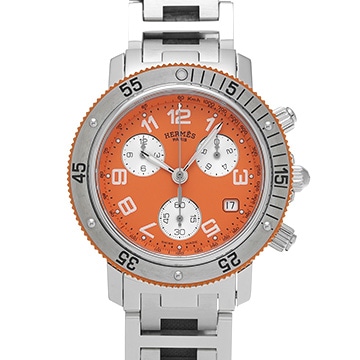 エルメス クリッパー ダイバー クロノグラフ CL2.916 オレンジ/シルバー メンズ 時計 【中古】【wristwatch】