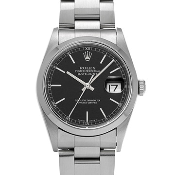 ロレックス デイトジャスト 16200 ブラック メンズ 時計 【中古】【wristwatch】