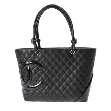 シャネル カンボンライン ラージトート ブラック A25169 カーフスキン レディース バッグ 【中古】【bag】