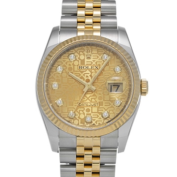 ロレックス デイトジャスト 116233G シャンパンコンピュータ/ダイヤモンド メンズ 時計 【中古】【wristwatch】