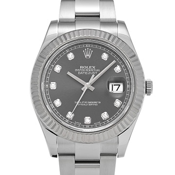 ロレックス デイトジャストII 116334G スレートグレー/ダイヤモンド メンズ 時計 【中古】【wristwatch】